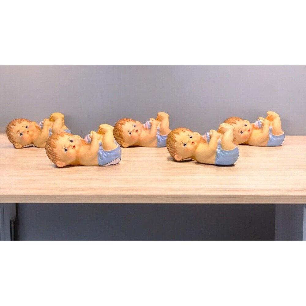 5 CWI Brand Baby Figurines Vintage Baby Shower Gift Decor Crafts 2.5” W Blue NWT